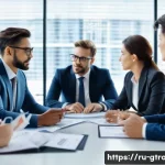 무역 계약서 작성 실무 가이드 - A professional business meeting scene set in a modern office with international trade contract docum...