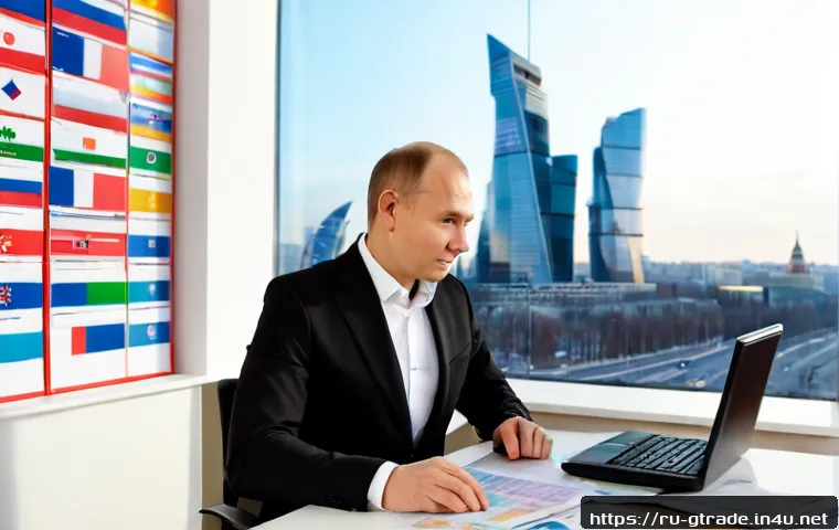 무역 전문가 연봉 협상 팁 - Photorealistic Russian international trade specialist in a smart business suit negotiating salary wi...